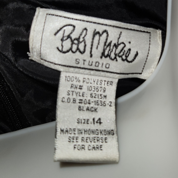 Bob Mackie Vintage Asymmetrical Tiered Black Dress Size 14 - Picture 3 of 4